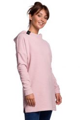 Nierozpinana Asymetryczna Bluza z Kapturem - Pudrowa. Czarne bluzy z kapturem damskie MOE, l, z bawełny. Za 253.90 zł.