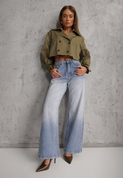 Niebieskie Jeansy Szerokie z Wytarciami High Waist Calale. Niebieskie jeansy damskie Renee, z podwyższonym stanem. Za 119.99 zł.