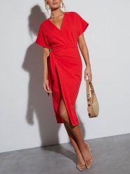 LA Angels Sukienka w kolorze czerwonym rozmiar: L. Czerwone sukienki damskie LA Angels, l, bez wzorów, bez kołnierzyka, bez ramiączek, midi. Za 130.99 zł.