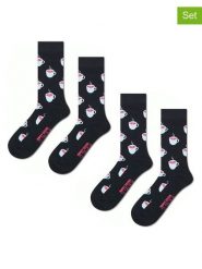 Happy Socks Skarpety (2 pary) w kolorze granatowym rozmiar: 41-46. Niebieskie skarpetki męskie Happy Socks, bez wzorów, prążkowane. Za 52.99 zł.