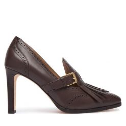 Półbuty LAUREN RALPH LAUREN. Brązowe półbuty damskie Lauren Ralph Lauren, bez wzorów, bez obcasa, na obcasie. Za 1,199.00 zł.
