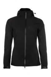 Kurtka jeździecka softshell z kapturem dla kobiet HKM Crew. Czarne kurtki damskie HKM, m, z aplikacjami, z gumy, z kapturem. Za 302.50 zł.
