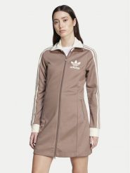 Adidas Sukienka dzianinowa adicolor 3-Stripes JC5779 Beżowy Regular Fit. Brązowe sukienki damskie Adidas, xs, bez wzorów, z dzianiny, bez kołnierzyka, bez ramiączek. Za 229.99 zł.