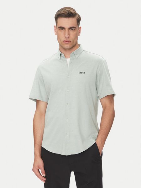 BOSS Koszula B_MOTION_S 50533149 Zielony Regular Fit. Zielone koszule męskie Boss, m, bez wzorów, z bawełny, bez kołnierzyka, bez ramiączek. Za 259.99 zł.