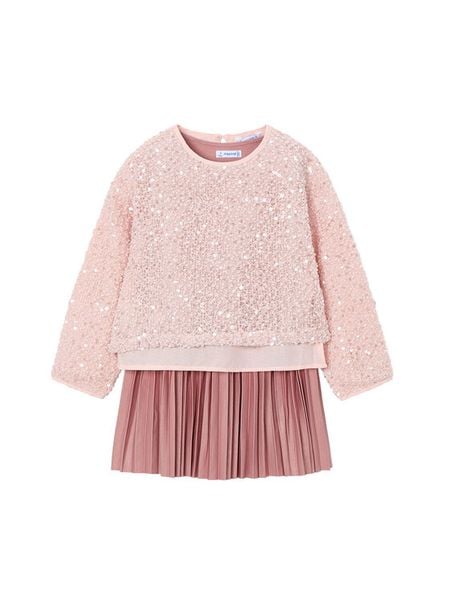 Mayoral Sukienka codzienna 4925 Różowy Regular Fit. Czerwone sukienki dziewczęce Mayoral, bez wzorów, z syntetyku, bez ramiączek. Za 179.99 zł.