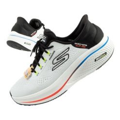 Buty Skechers Go Run Slip-INS 220853/WMLT białe. Białe buty sportowe na co dzień męskie z materiału, bez zapięcia, do biegania. Za 603.79 zł.