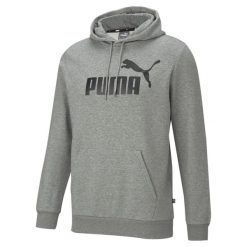 Męska bluza z kapturem z dużym logo Essentials PUMA Medium Gray Heather. Szare bluzy sportowe męskie Puma, bez wzorów, z bawełny, eleganckie, bez kołnierzyka, bez ramiączek. Za 179.00 zł.