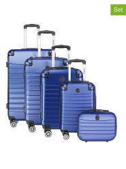 Geographical Norway 5-częściowy zestaw "Shock" w kolorze niebieskim rozmiar: onesize. Niebieskie walizki Geographical Norway, bez wzorów, z materiału. Za 565.99 zł.