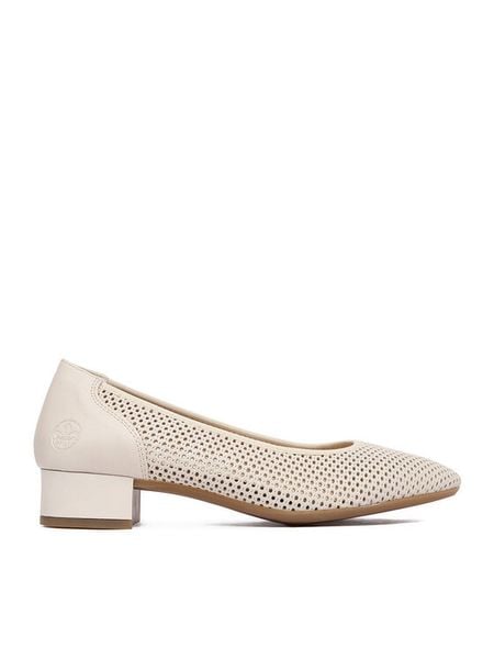 Rieker Czółenka CEO-43459-60 Beżowy jasny. Brązowe czółenka damskie Rieker, bez wzorów, ze skóry, bez obcasa. Za 329.99 zł.