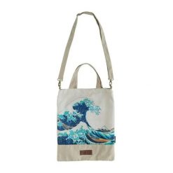 Torba na zakupy Erik The Great Wave off Kanagawa. Niebieskie torebki klasyczne damskie safta, bez wzorów, z bawełny, z nadrukiem, bez dodatków. Za 169.50 zł.