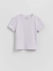 Bawełniany t-shirt - lawendowy. Fioletowe koszulki dziewczęce Reserved, bez wzorów, z bawełny, bez ramiączek. Za 27.99 zł.