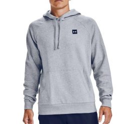 Bluza sportowa męska Under Armour Rival Fleece Hoodie. Szare bluzy sportowe męskie Under Armour, z aplikacjami, z bawełny, sportowe, bez kołnierzyka, bez ramiączek. Za 167.35 zł.