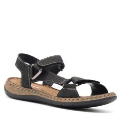 Sandały Go Soft. Czarne sandały damskie GO SOFT, bez wzorów, bez obcasa, na płaskiej podeszwie. Za 179.99 zł.