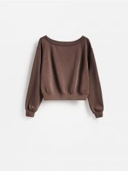 Gładka bluza z modalem - brązowy. Brązowe bluzy bez kaptura damskie Reserved, l, z dzianiny. Za 119.99 zł.