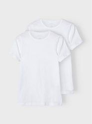 NAME IT Komplet 2 t-shirtów 13209164 Biały Slim Fit. Białe t-shirty chłopięce Name it, bez wzorów, z bawełny, bez ramiączek. Za 49.99 zł.