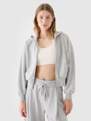 4F Bluza dresowa rozpinana z kapturem damska - szara XL. Szare bluzy sportowe damskie 4f, s, z bawełny. W wyprzedaży za 79.99 zł.