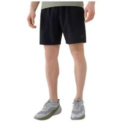 Spodenki treningowe szybkoschnące męskie 4F 4FWSS26TFSHM1278. Czarne szorty sportowe męskie 4f, m, z elastanu, na fitness i siłownię. Za 80.99 zł.