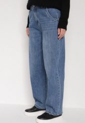Niebieskie Szerokie Jeansy z Wysokim Stanem Charlith. Niebieskie jeansy damskie Born2be, z podwyższonym stanem, plus size. Za 109.99 zł.