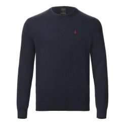 Sweter z okrągłym dekoltem Musto Original. Niebieskie swetry męskie Musto, l, bez wzorów, bez kołnierzyka. Za 380.50 zł.