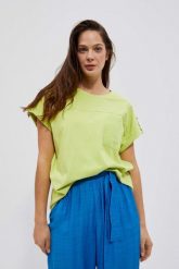 T-shirt z kieszonką neonowy. T-shirty damskie MOODO, bez wzorów, z bawełny, bez kołnierzyka. W wyprzedaży za 29.99 zł.