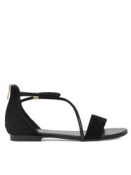 Jenny Fairy Sandały LESLEY WS5295-14 Czarny. Czarne sandały damskie Jenny Fairy, bez wzorów, z materiału, bez obcasa, na płaskiej podeszwie. Za 99.99 zł.