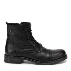 Kozaki Jack & Jones. Czarne buty zimowe męskie Jack & Jones, bez zapięcia. Za 449.99 zł.