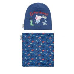 Komplet czapka i komin Peppa Pig. Niebieskie szaliki dziecięce peppa pig, bez ramiączek. Za 59.99 zł.