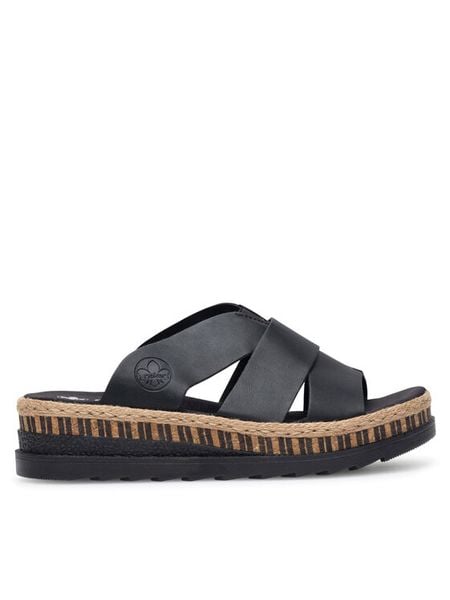 Rieker Espadryle V7989-00 Czarny. Czarne espadryle damskie Rieker, bez wzorów, z syntetyku, bez obcasa. Za 289.99 zł.