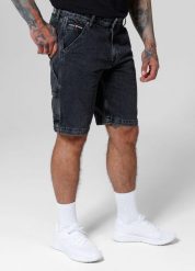 Szorty męskie Pitbull Jeansowe Black Denim Carpenter. Czarne szorty męskie PITBULL, z bawełny, bez kołnierzyka. Za 229.00 zł.