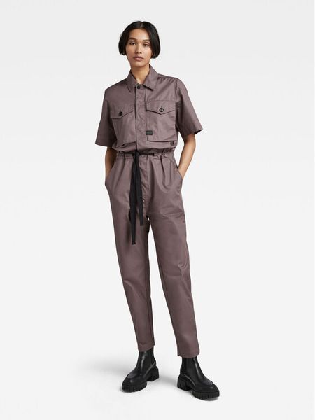 G-Star Raw Kombinezon D22536-D194-4751 Brązowy Regular Fit. Brązowe kombinezony damskie G-Star Raw, m, bez wzorów, z bawełny, retro, bez kołnierzyka, bez ramiączek. Za 589.99 zł.