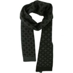 Szalik Czarno-Szary w Gwiazdki, Jesienno-Zimowy, Dwustronny, Męski, Ciepły -EM Men's Accessorie. Szare szaliki męskie Em men's accessories, na zimę, bez wzorów, z materiału. Za 69.99 zł.