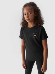 4F T-shirt gładki dziewczęcy - czarny 122 (6-7 lat). Czarne koszulki dziewczęce 4f, bez wzorów, z bawełny, bez ramiączek. W wyprzedaży za 19.99 zł.