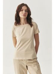 TATUUM Koszulka "Mikaja" w kolorze beżowym rozmiar: S. Brązowe bluzki damskie Tatuum, s, bez wzorów, z bawełny, bez kołnierzyka, bez ramiączek. Za 101.47 zł.