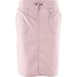 Spódnica lniana ze ściągaczem bonprix matowy jasnoróżowy. Czerwone spódniczki damskie bonprix, bez wzorów. Za 37.99 zł.