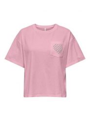 ONLY Koszulka "Terza" w kolorze jasnoróżowym rozmiar: M. Różowe bluzki damskie Only, m, bez wzorów, z bawełny, bez kołnierzyka, bez ramiączek. Za 60.99 zł.