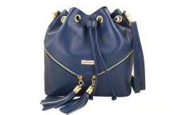 Worek skórzany boho BARBERINI'S 977-41 granatowy. Niebieskie shopper bag damskie Barberinis, bez wzorów, ze skóry, bez dodatków. Za 219.99 zł.