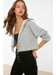 Trendyol Bluza w kolorze szarym rozmiar: S. Szare bluzy z kapturem damskie Trendyol, s, z bawełny. Za 60.99 zł.