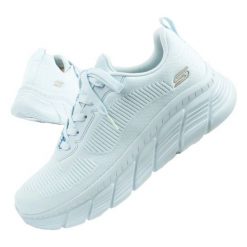 Buty Skechers Bobs 117385/LTBL niebieskie. Niebieskie buty sportowe na co dzień damskie bez wzorów, z gumy. Za 381.68 zł.