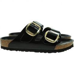 Klapki damskie Birkenstock Arizona Big Buckle. Czarne klapki damskie Birkenstock, bez wzorów, z materiału, bez obcasa. Za 1,002.00 zł.