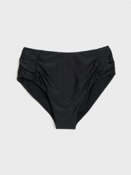 Dół od bikini z marszczeniami i wysokim stanem - czarny. Czarne bikini damskie Sinsay, bez wzorów. Za 29.99 zł.
