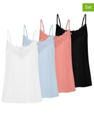 Fresh Made Topy (4 szt.) w różnych kolorach rozmiar: L. Białe topy damskie Fresh Made, l, bez wzorów, z koronki, bez kołnierzyka. Za 157.35 zł.