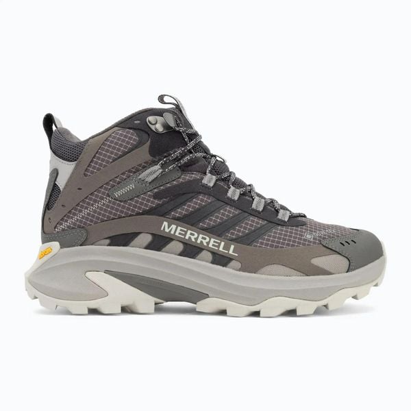 Buty trekkingowe - męskie - Merrell Moab Speed 2 Mid GORE-TEX - Asphalt. Szare buty trekkingowe męskie MERRELL, z gore-texu, za kostkę, bez zapięcia, trekkingowe, gore-tex. Za 639.00 zł.