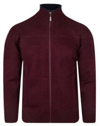 Sweter Wełniany Bordowy Rozpinany z Wysokim Dekoltem na Zamek, Ciepły -TRIKKO. Czerwone kardigany męskie Trikko, l, bez wzorów, z wełny, eleganckie, bez kołnierzyka. Za 309.00 zł.