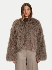 Eleh Futro Grigio Fango EFW250306 Brązowy Regular Fit. Brązowe futra damskie Eleh. Za 599.99 zł.