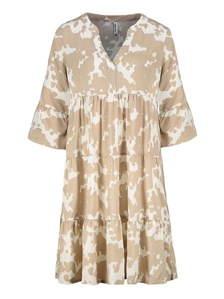 Sublevel Sukienka w kolorze beżowo-kremowym rozmiar: XL. Brązowe sukienki damskie Sublevel, na imprezę, s, bez wzorów, z wiskozy, klasyczne, bez kołnierzyka, bez ramiączek, midi. Za 74.28 zł.