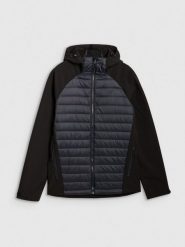 4F Kurtka softshell wiatroodporna membrana 5000 męska - czarna XL. Czarne kurtki męskie 4f, m, bez wzorów, z dzianiny, z kapturem. Za 299.99 zł.