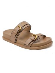 Sixth Sens Klapki w kolorze beżowym rozmiar: 38. Brązowe klapki damskie Sixth Sens, bez wzorów, bez obcasa. Za 100.99 zł.