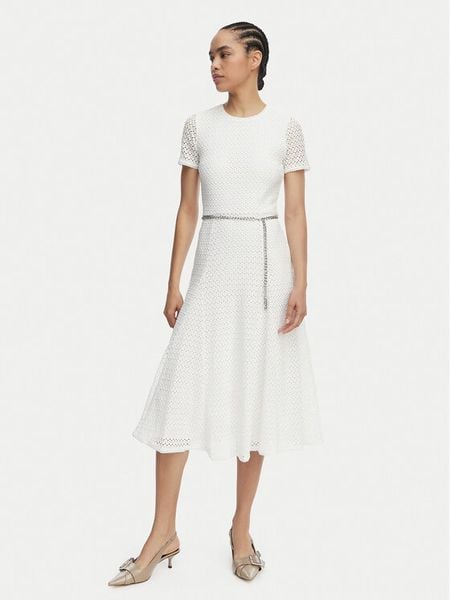 MICHAEL Michael Kors Sukienka codzienna MS683DUKS1 Biały Regular Fit. Białe sukienki damskie MICHAEL Michael Kors, na co dzień, xs, bez wzorów, z syntetyku, bez kołnierzyka, bez ramiączek, proste. Za 1,229.00 zł.