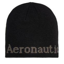 Czapka Aeronautica Militare. Czarne czapki męskie AERONAUTICA MILITARE, na zimę, bez wzorów. Za 129.99 zł.