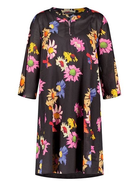 SAMOON Sukienka w kolorze czarno-białym rozmiar: 42. Czarne sukienki damskie Samoon, na co dzień, bez wzorów, z wiskozy, bez kołnierzyka, bez ramiączek, midi, proste. Za 114.44 zł.